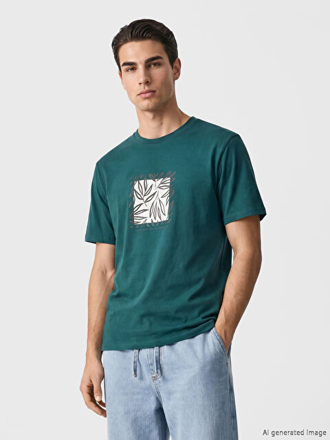 XSIDE T-shirt Imprimé pour Hommes à Col Rond