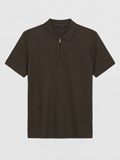 SOUTHBLUE Fermuarlı Polo Yaka Strüktürlü Erkek Tişört