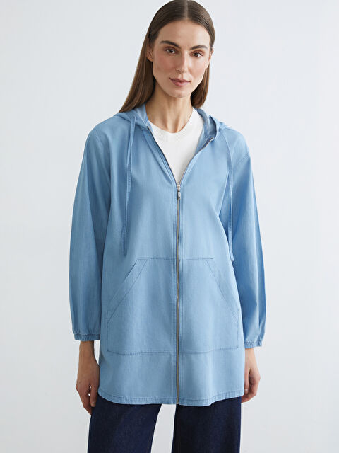 LCWAIKIKI Classic Kapüşonlu Kadın Jean Tunik - S6ET94Z8-563