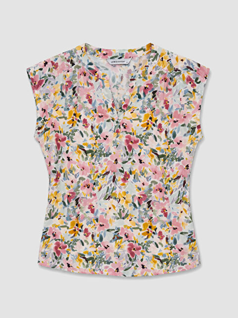 LCWAIKIKI Classic V Yaka Çiçek Desenli Kadın Bluz