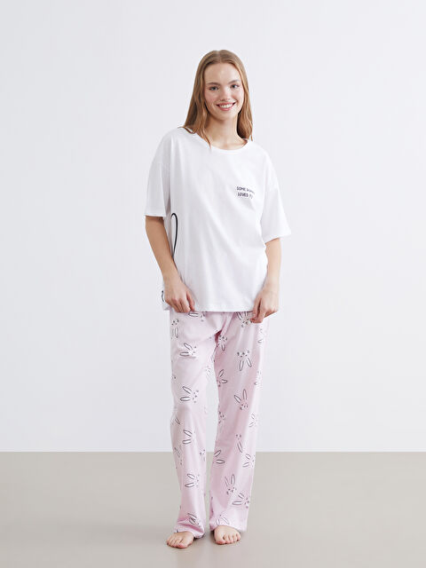 LCW Young Bisiklet Yaka Baskılı Kadın Pijama Takım - S6EV42Z8-LT4