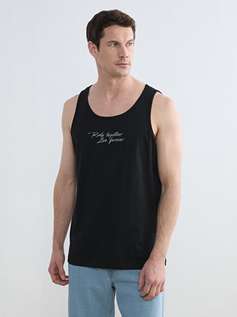 LCW ECO U Yaka Baskılı Erkek Kolsuz Tişört - S6EY05Z8-CVL