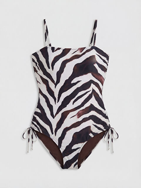 LCW DREAM Kare Yaka Zebra Desenli Kadın Mayo