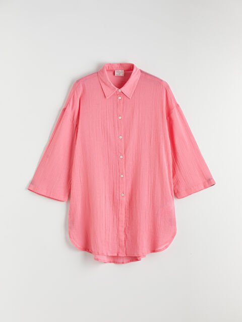 LCW DREAM Gömlek Yaka Kadın Plaj Elbisesi