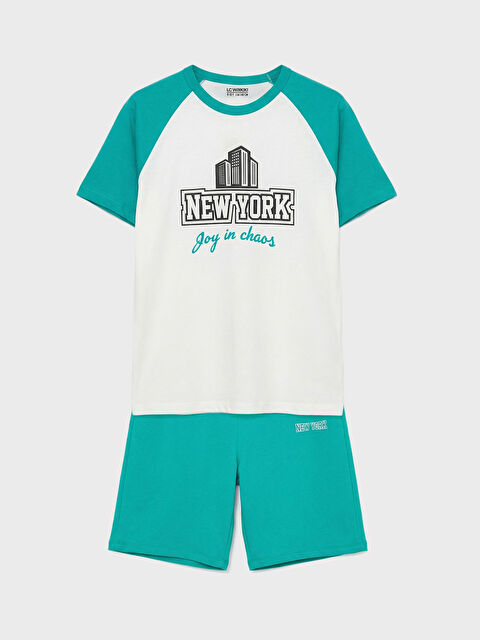 LCW Kids New York Printed Boy's T-Shirt and Shorts Set - S6FA41Z4-R9J