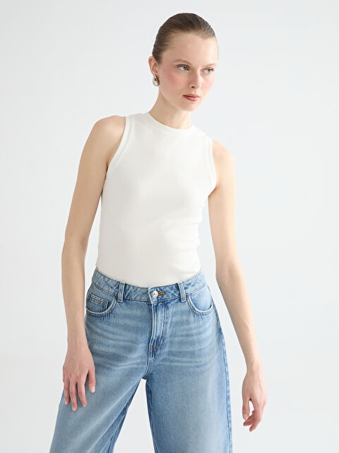 LCW ECO Bisiklet Yaka Dokulu Kadın Atlet - S6FB10Z8-R9J