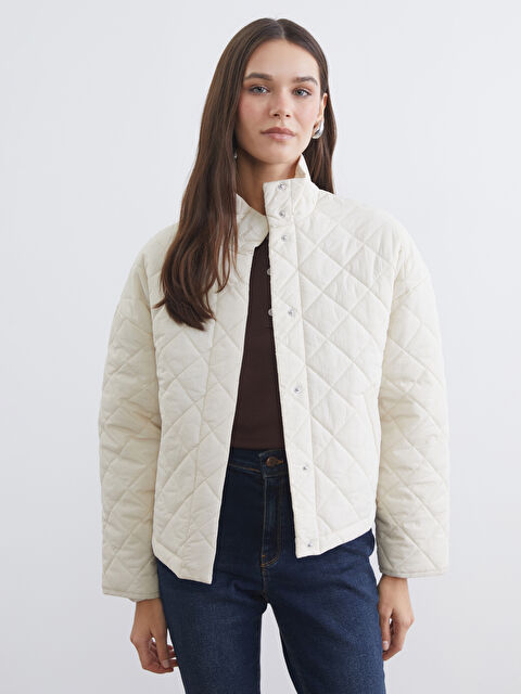 LCW Vision Dik Yaka Baklava Desenli Kadın Şişme Mont - S6FB17Z8-R9J