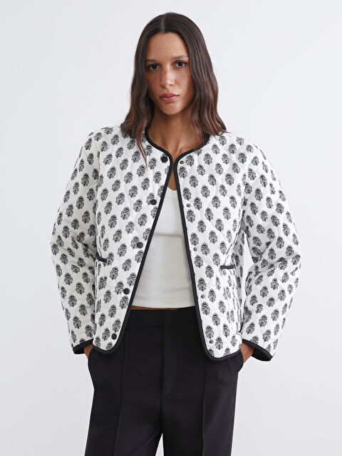 LCW Vision Bisiklet Yaka Desenli Kadın Mont - S6FB18Z8-SW5