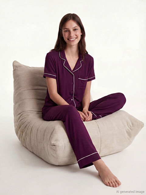 LCW DREAM Gömlek Yaka Kadın Pijama Takım - S6FB24Z8-HHZ