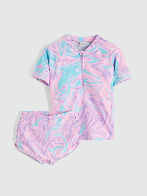 LCW Kids Kız Çocuk Batik Desenli Şortlu Bikini