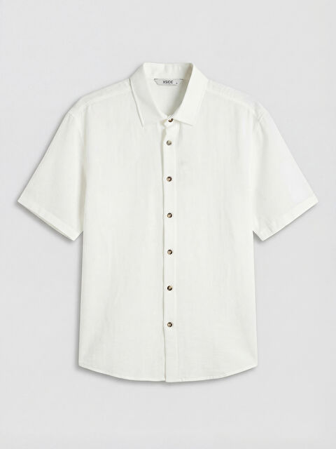 XSIDE قميص رجالي واسع بقصة تشبه الكتان