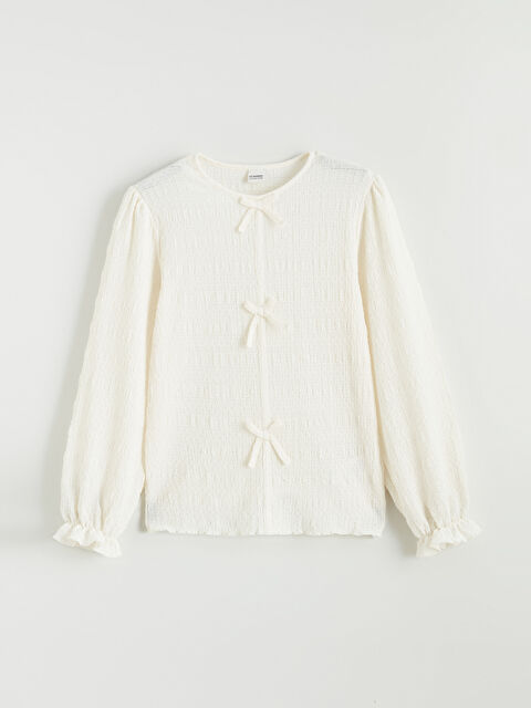 LCW Kids Girls' T-shirt with Bow Detail - S6FC80Z4-FDW