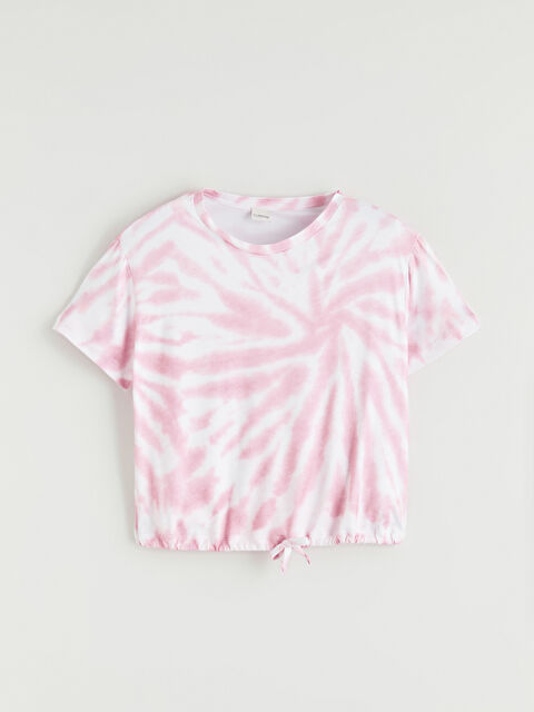 LCW ECO Crew Neck Tie-Dye Pattern Girls' T-Shirt - S6FE49Z4-LT4