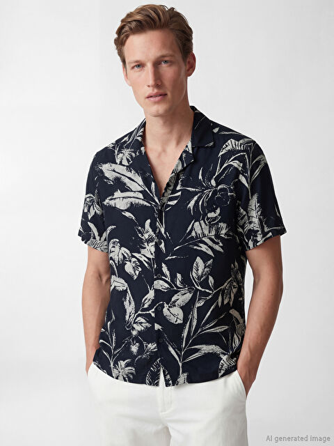 SOUTHBLUE რეგულარული მორგების ნიმუშიანი ვისკოზის მამაკაცის პერანგი