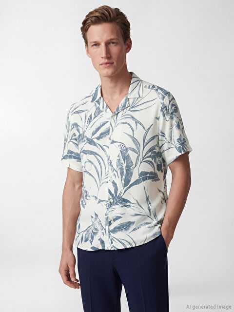 SOUTHBLUE Regular Fit Patterned Viscose Men's Shirt