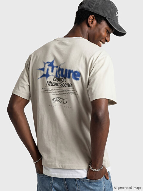 XSIDE Bisiklet Yaka Baskılı Erkek Penye Tişört