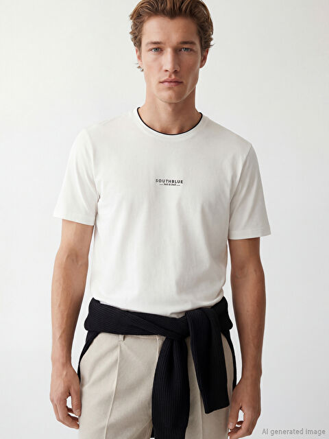 SOUTHBLUE Bisiklet Yaka Baskılı Erkek Tişört - S6FF96Z8-R9J