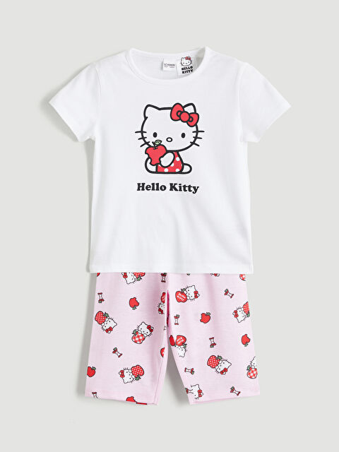 LCW Kids Hello Kitty Baskılı Kız Çocuk Şortlu Pijama Takımı - S6FG08Z1-FDU