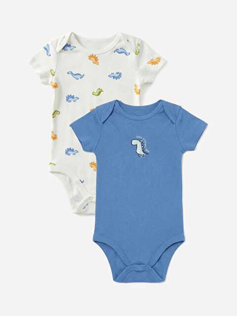 LCW baby Dinazor Baskılı Erkek Bebek Çıtçıtlı Body 2'li - S6FG25Z1-LRA