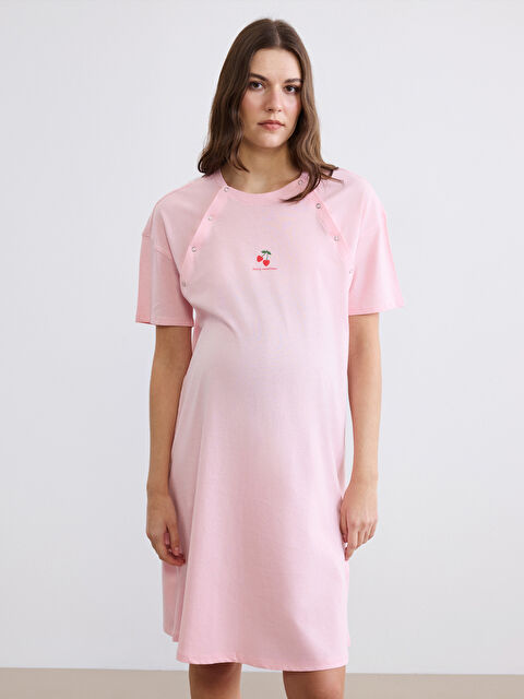 LCW DREAM Bisiklet Yaka Baskılı Hamile Gecelik - S6FG44Z8-G0G