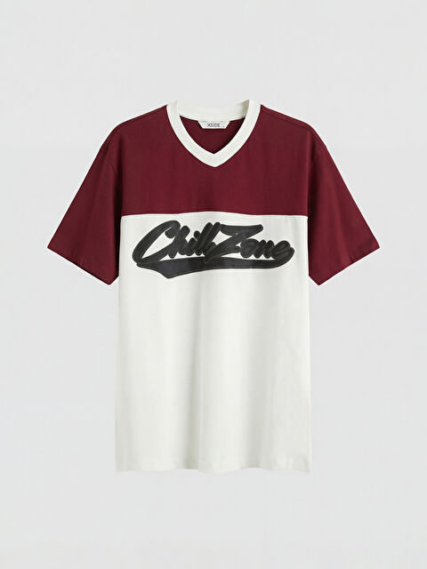 XSIDE V Yaka Renk Bloklu Erkek Tişört