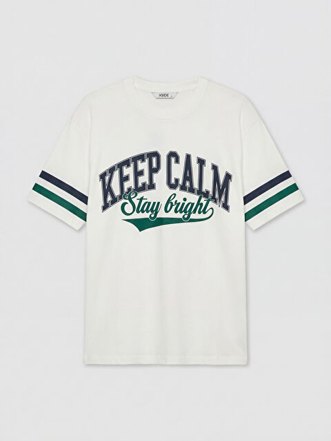 XSIDE Bisiklet Yaka Baskılı Erkek Tişört - S6FG55Z8-R9J