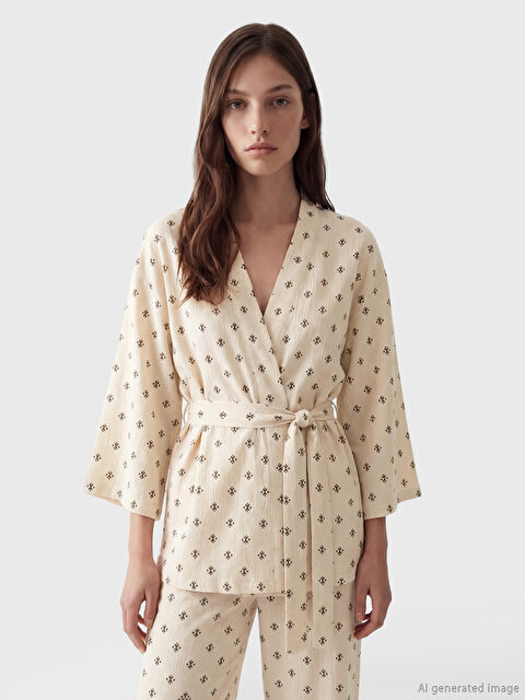 LCW DREAM Şal Yaka Desenli Hamile Pijama Takım