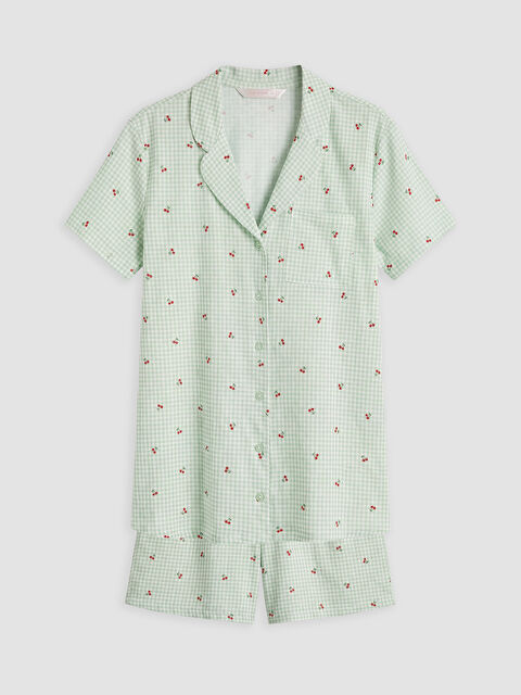 LCW DREAM Gömlek Yaka Hamile Şortlu Pijama Takımı - S6FH02Z8-LRA