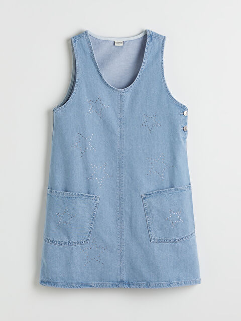 LCW Kids Taşlı Kız Çocuk Jean Salopet Elbise - S6FH27Z4-V2T