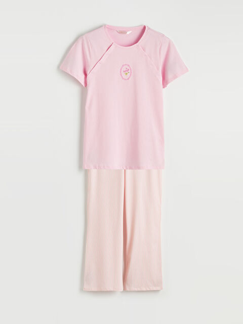 LCW DREAM Bisiklet Yaka Baskılı Hamile Pijama Takım - S6FH35Z8-LHF