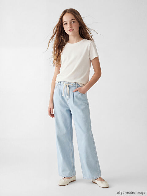 LCW Kids Baggy Fit Kız Çocuk Jean Pantolon