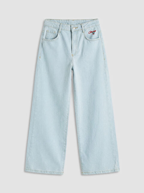 LCW Kids Wideleg Nakışlı Kız Çocuk Jean Pantolon - S6FH69Z4-311
