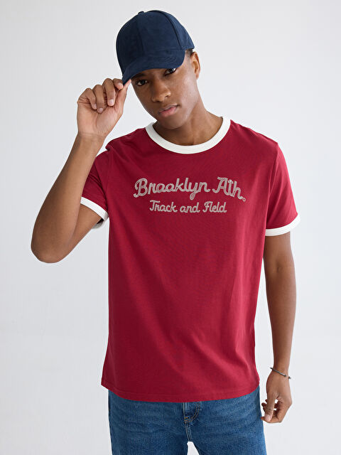 XSIDE Bisiklet Yaka Brooklyn Baskılı Erkek Tişört - S6FH82Z8-2OT