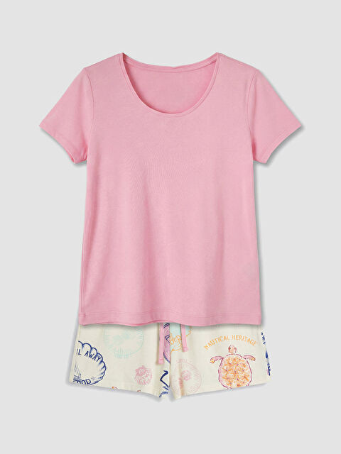 LCW DREAM Bisiklet Yaka Kadın Şortlu Pijama Takımı