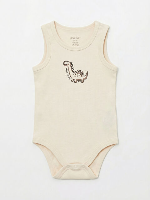 LCW baby Bisiklet Yaka Baskılı Erkek Bebek Çıtçıtlı Body