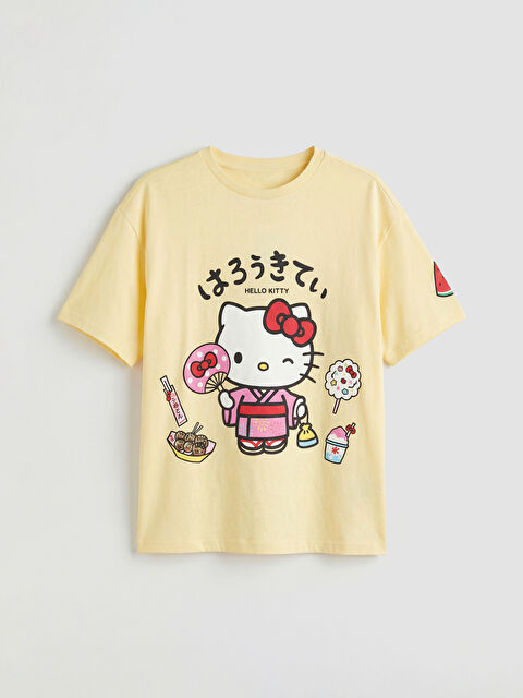 LCW Kids Hello Kitty Baskılı Bisiklet Yaka Kız Çocuk Tişört - S6FI56Z4-FRS