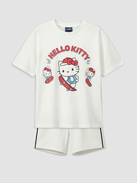 LCW Kids Hello Kitty Baskılı Kız Çocuk Soft Touch Takım