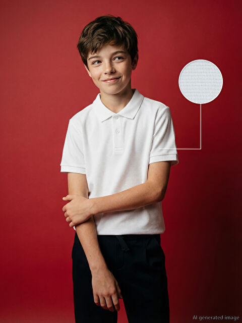 LCW Kids Polo Yaka Dokulu Erkek Çocuk Tişört