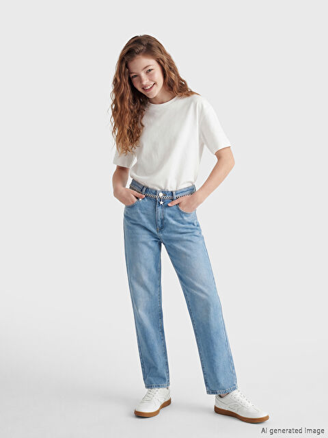 LCW Kids Straight Fit Kız Çocuk Jean Pantolon - S6FJ06Z4-H45