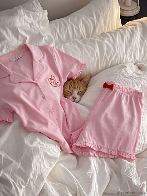 LCW Young Nakışlı Kadın Şortlu Pijama Takımı