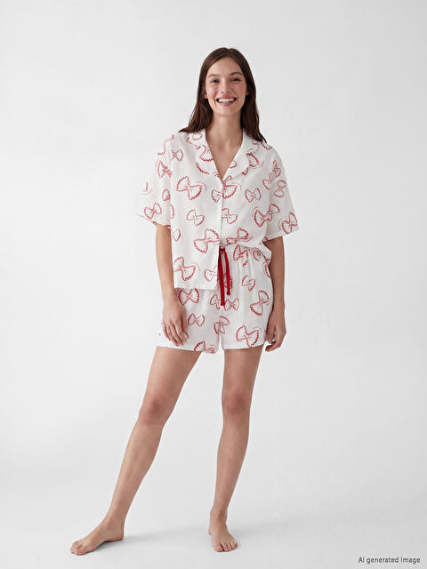 LCW Young Desenli Kadın Şortlu Pijama Takımı