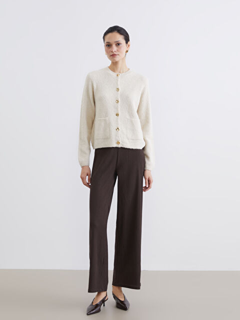 LCW Modest Textured Women's Trousers with Elastic Waistband - S6FK22Z8-HMK