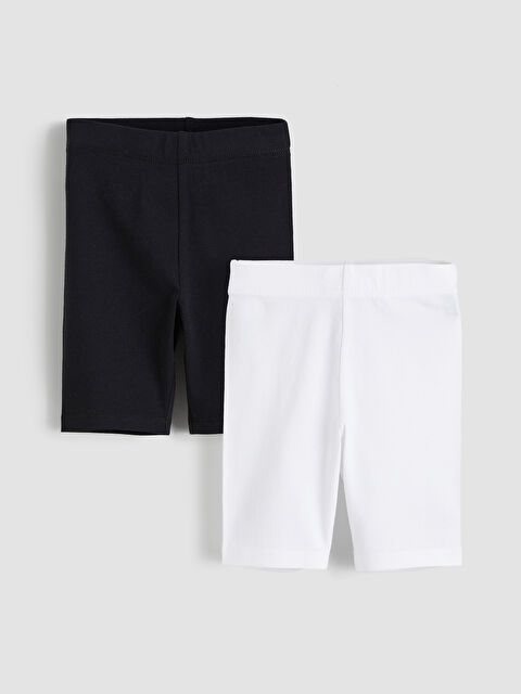 LCW Kids Elastic Waist Girls' Short Leggings 2 Pack - S6FK63Z1-Q6K