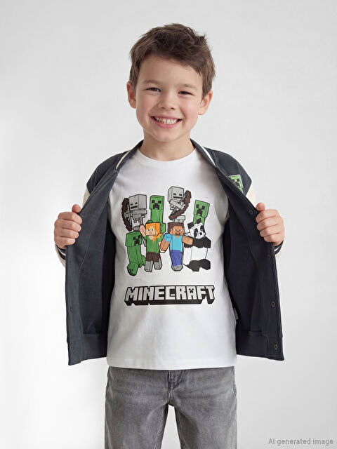 LCW Kids Minecraft Baskılı Erkek Çocuk Tişört - S6FL66Z1-Q6K