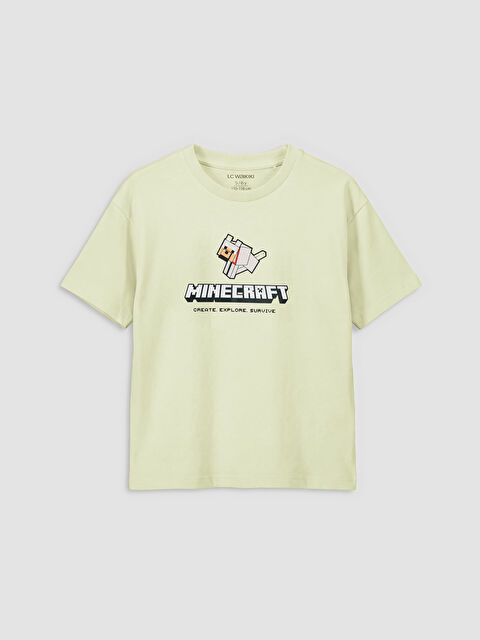 LCW Kids Bisiklet Yaka Minecraft Baskılı Erkek Çocuk Tişört - S6FL70Z1-FV0