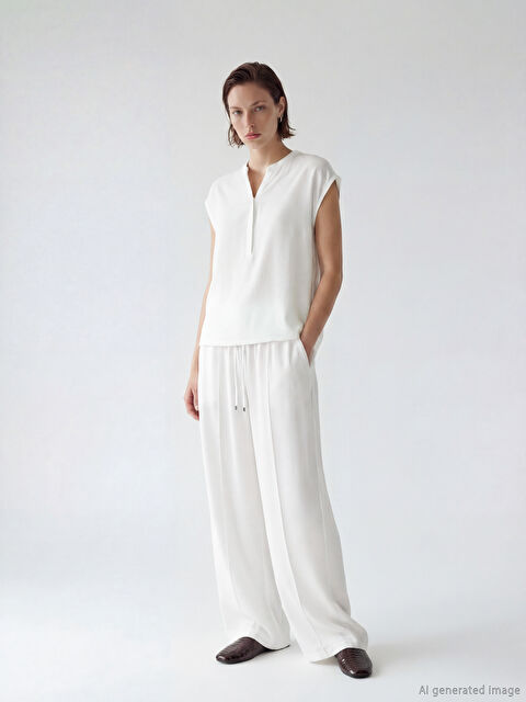 LCWAIKIKI Classic Beli Lastikli Geniş Paça Kadın Pantolon - S6FM51Z8-FDU