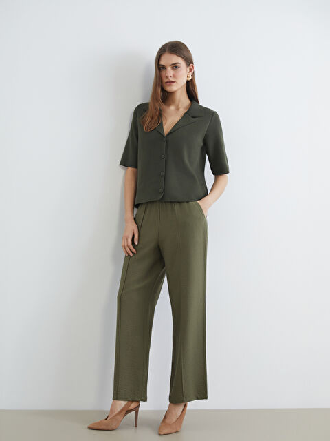 LCW STUDIO Beli Lastikli Geniş Paça Kadın Pantolon