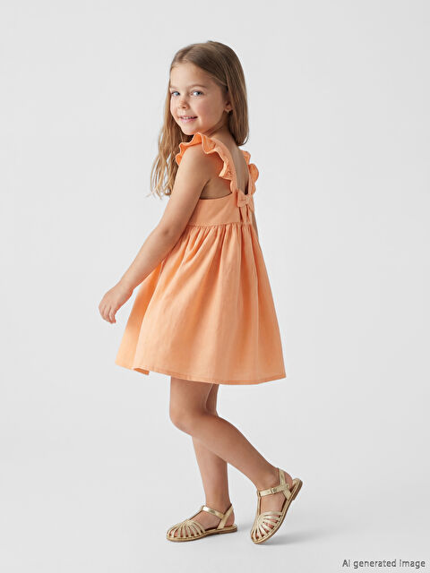 LC WAIKIKI Kare Yaka Fırfırlı Kız Çocuk Elbise