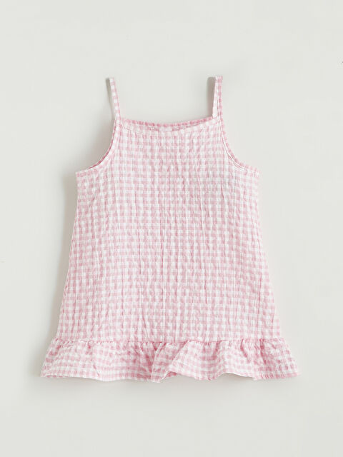 LCW Kids Girls' Square Neck Plaid Ruffle Dress - S6FM82Z1-GA5