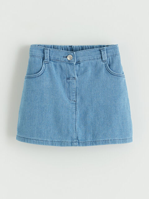 LC WAIKIKI Beli Lastikli Kız Çocuk Jean Etek - S6FN00Z1-507